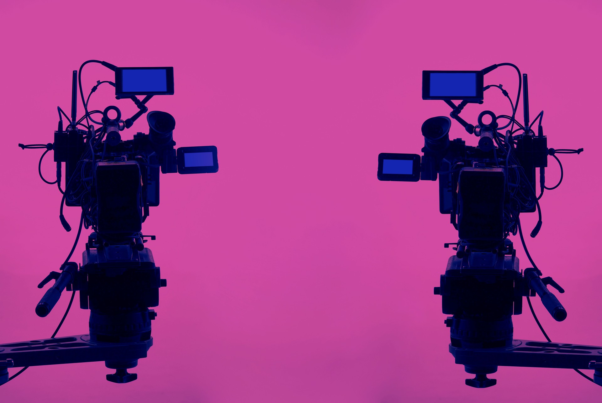 Recording video at studio. Camera records or filming for professional bloggers.